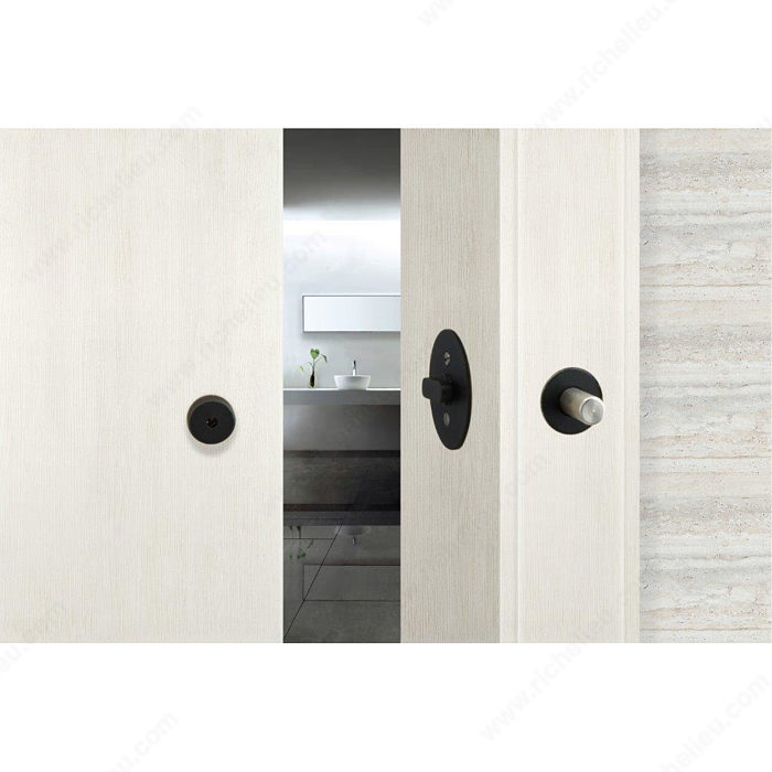 Cavity Sliders-Richelieu INOX(TM) Privacy Lock for Sliding Barn Door – 1515 Series-Graphite Black